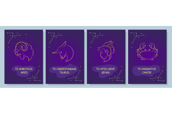 Astrological Signs Postcard with Icons - Graphic Templates for Local Brands