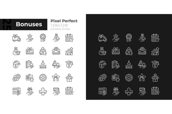 Bonuses Pixel Perfect Linear Icons Set for Modern Branding