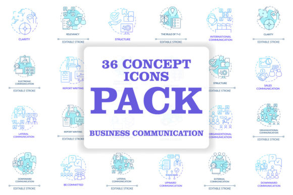 Business Communication Concept Icons Set for Modern Web Design