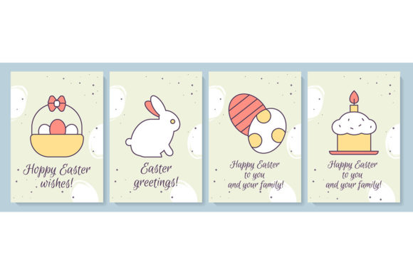 Celebrating Easter Greeting Card Set for Graphic Templates