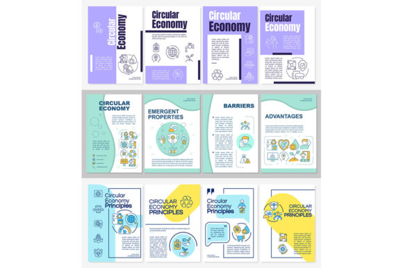 Circular Economy Concepts Brochures Set for Graphic Templates