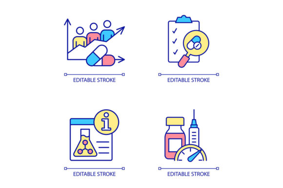 Clinical Trials RGB Color Icon Set for Crafting and Graphics