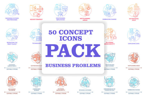 Common Business Problems Concept Icons for Crafting and Design