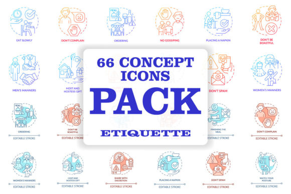 Etiquette Concept Icons Bundle for Crafting and Design
