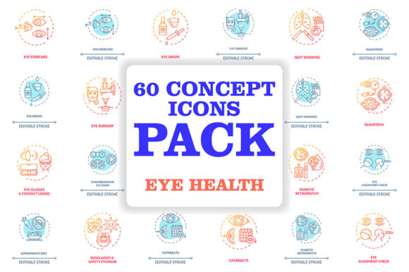 Eye Health Concept Icons Bundle for Handmade Projects