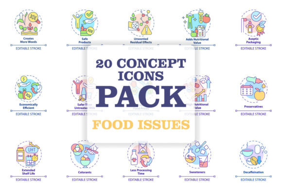 Food Issues Concept Icons Bundle Review