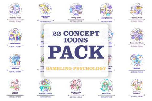 Gambling Psychology Concept Icons Bundle