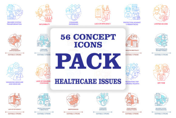 Healthcare Issues Concept Icons Bundle for Branding and Graphics