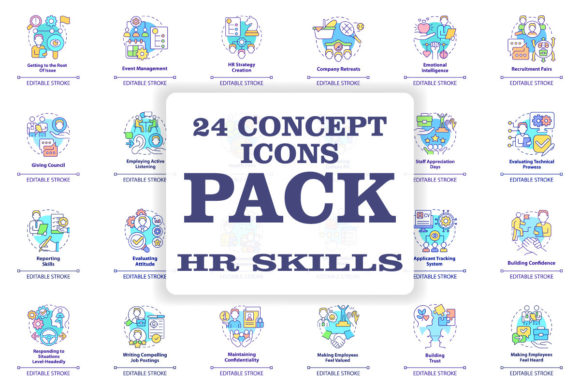 HR Skills Concept Icons Bundle for Local Business Branding