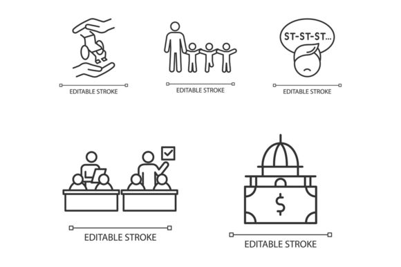 Inclusive Education Linear Icon Set for Crafting and Graphics