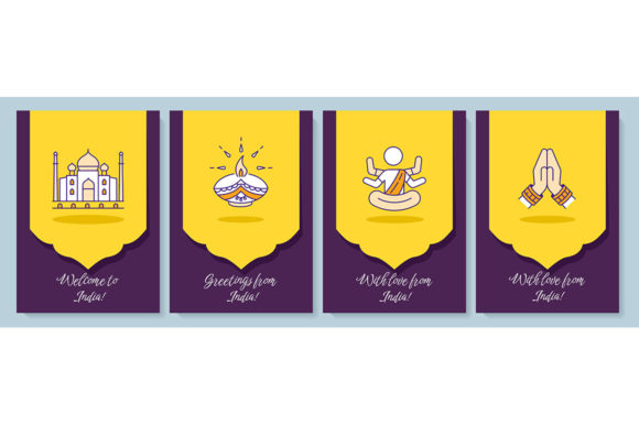 India Travelling Greeting Card Set - Graphic Templates for Creative Sellers