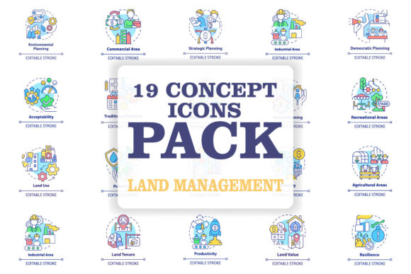 Land Management Concept Icons Bundle for Local Business Graphics
