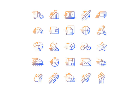 Motion Gradient Linear Vector Icons Set for Crafting and Design