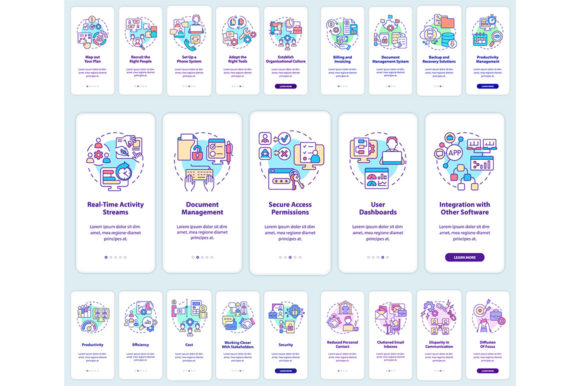 Online Workplace Onboarding Mobile Apps Graphics for Branding