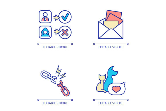 Online Workplace RGB Color Icon Set for Graphics and Icons