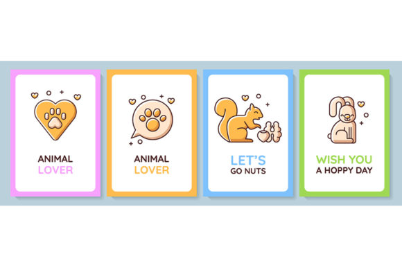 Pet Lovers Community Greeting Card Set for Graphic Templates