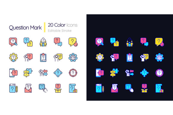 Question Mark Light and Dark Theme Icons for Modern Web Design