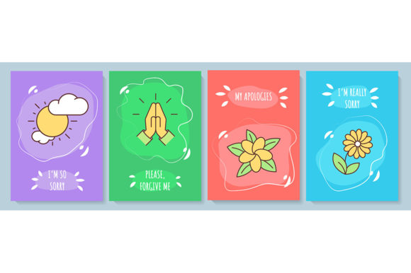 Sorry Greeting Card with Color Icons Graphic Templates