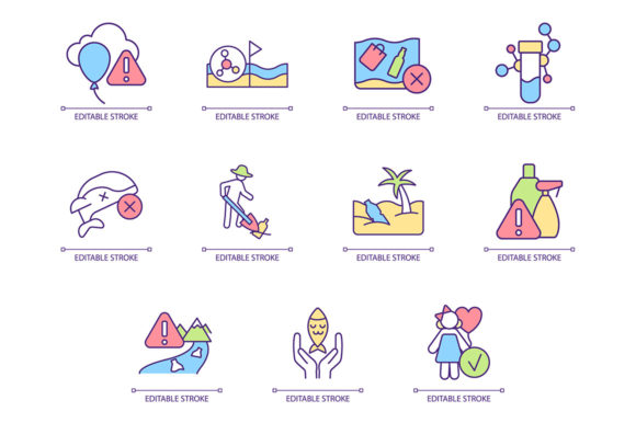 Water Quality RGB Color Icon Set for Branding and Packaging