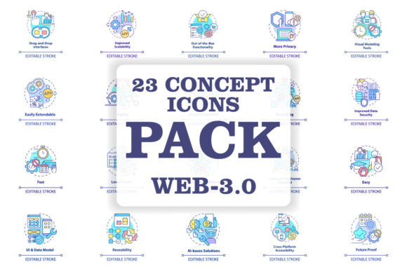 Web 3 0 Concept Icons Bundle for Handmade Creations
